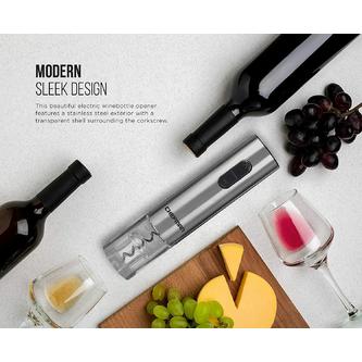 Electric Wine Bottle Opener w/ Rechargeable Battery, Charging Stand and Foil Cutter